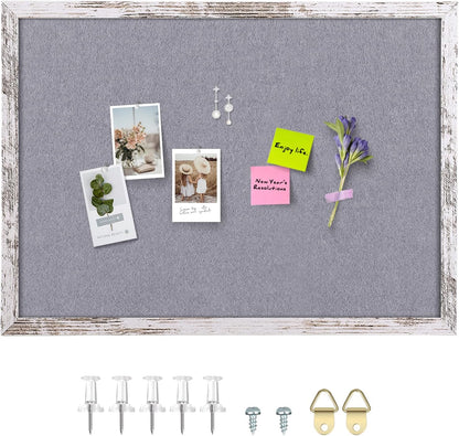 Cork Board Bulletin Board, 11.8x8.6 inches Mini Decorative Hanging Framed Cork Boards for Walls, Pin Board Vision Board for School Home Office, Bulletin Board with Wooden Frame(2230,WH,1p)