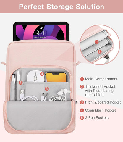 MoKo 13 Inch Tablet Sleeve Bag, Fits with 13 Inch New iPad Pro M5 & Air M4/M3, iPad Pro 12.9 M2&M1,Surface Laptop Go 12.4,Galaxy Tab S8+/S9+ 12.4,Handle Carrying Case with Shoulder Strap,Black &Gray