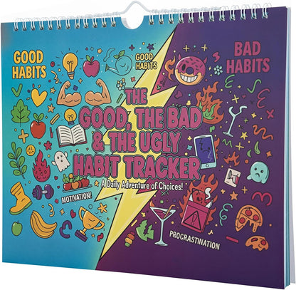 Habit Tracker 24 Month Undated Calendar, Funny Bad Habits Design, 8''x10'' Large Monthly Planner, Two Year Goal Tracking Calendar for Productivity, Self Improvement & Routine Building