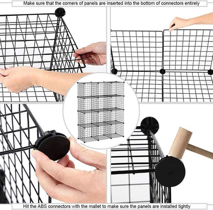 C&AHOME Wire Cube Storage, 12-Cube Storage Organizer Metal, C Grids Storage Bins Shelving, Modular Bookshelf Shelf, Closet Cabinet Ideal for Bedroom, Office 36.6”L x 12.4”W 48.4”H Black