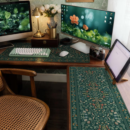 iCasso Desk Mat for Keyboard and Mouse, Large Mouse Pad, Desk Pad Mat, Anti-Slip Big Mousepad with Stitched Edges for Computer Desktop(Deep Green)