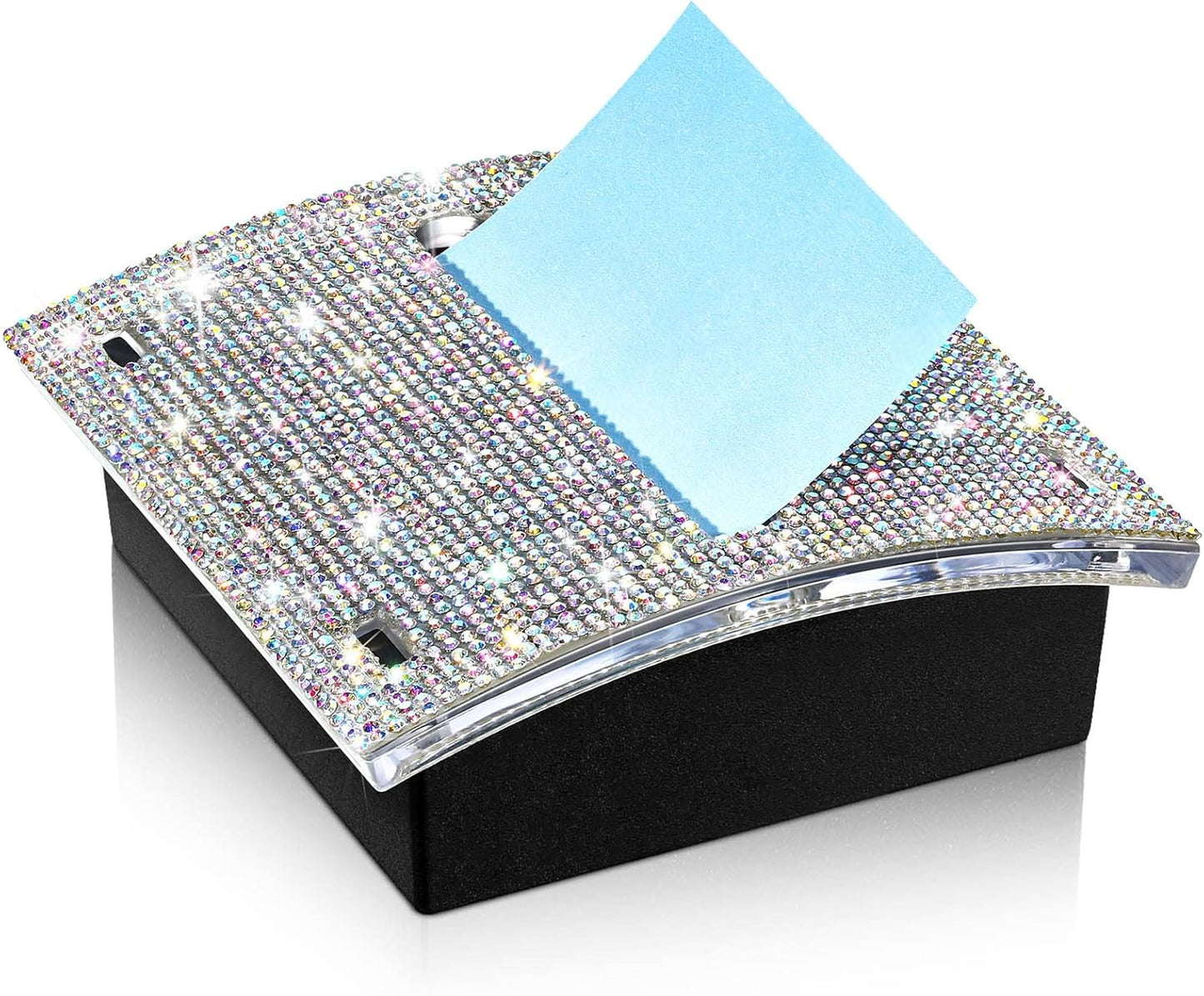 Eersida Rhinestone Self Stick Note Pad Holders 4 x 4 Inches Pink Cute Note Holder Sticky Dispenser Bling Memo Stick Dispenser for Office Employee Coworkers Gifts Home Desk Supplies
