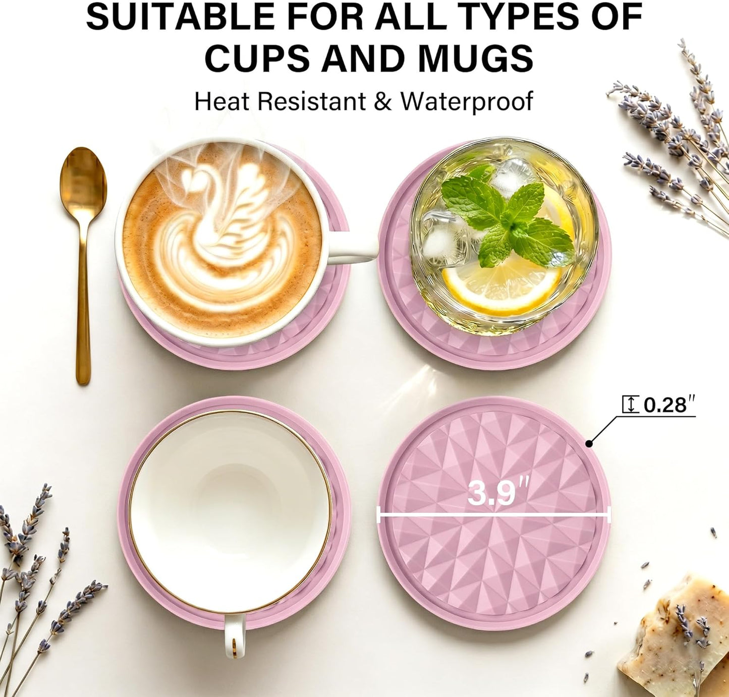 Silicone Coasters for Drinks[4 Pack]- Cup Mat for Tabletop Protection-Non-Slip, Non-Stick, Coffee Table Decor, Great Gift for Any Occasion, Black