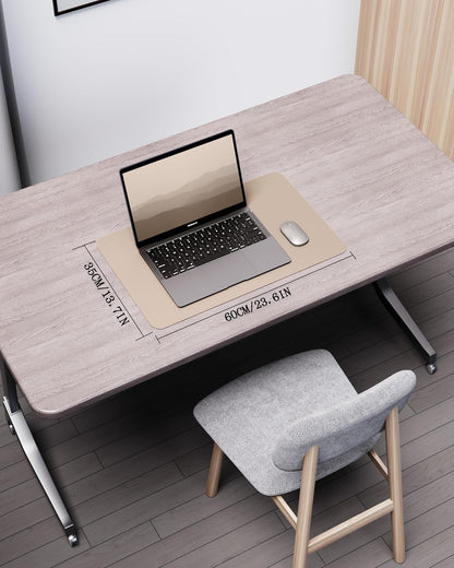 YSAGi Double-Sided Desk Pad, 31.5"x15.7"Leather Desk Mat, Eco Cork Desk Pad Protector,Large Mouse Pad,Waterproof Desk Blotter for Office/Home(Coffee)