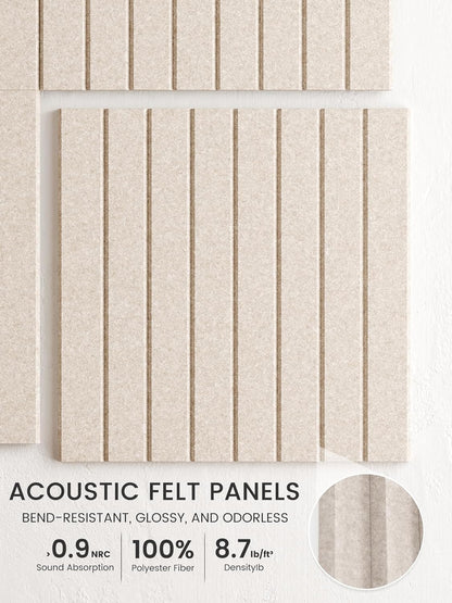 Bumusty Large Cork Board Alternative-48 x 36" Felt Bulletin Board Tiles, with 30 Pushpins, 70 Adhesive Tabs, Fine-Stripe 12-Pack, Cork Boards for Office Push Pin Board Felt Board-Oatmeal