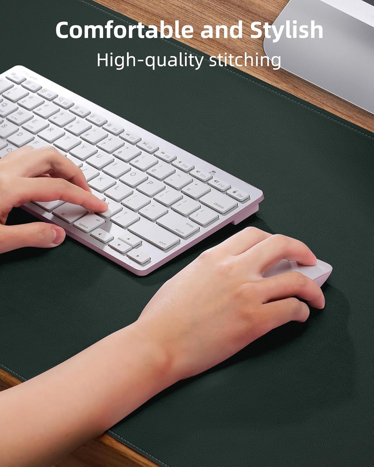 AFIING Desk Pad Protector 23.6" x 13.7" - Non-Slip Waterproof PU Leather Desk Mat for Mouse, Keyboard, Laptop, Office and Home Workspace (Beige)