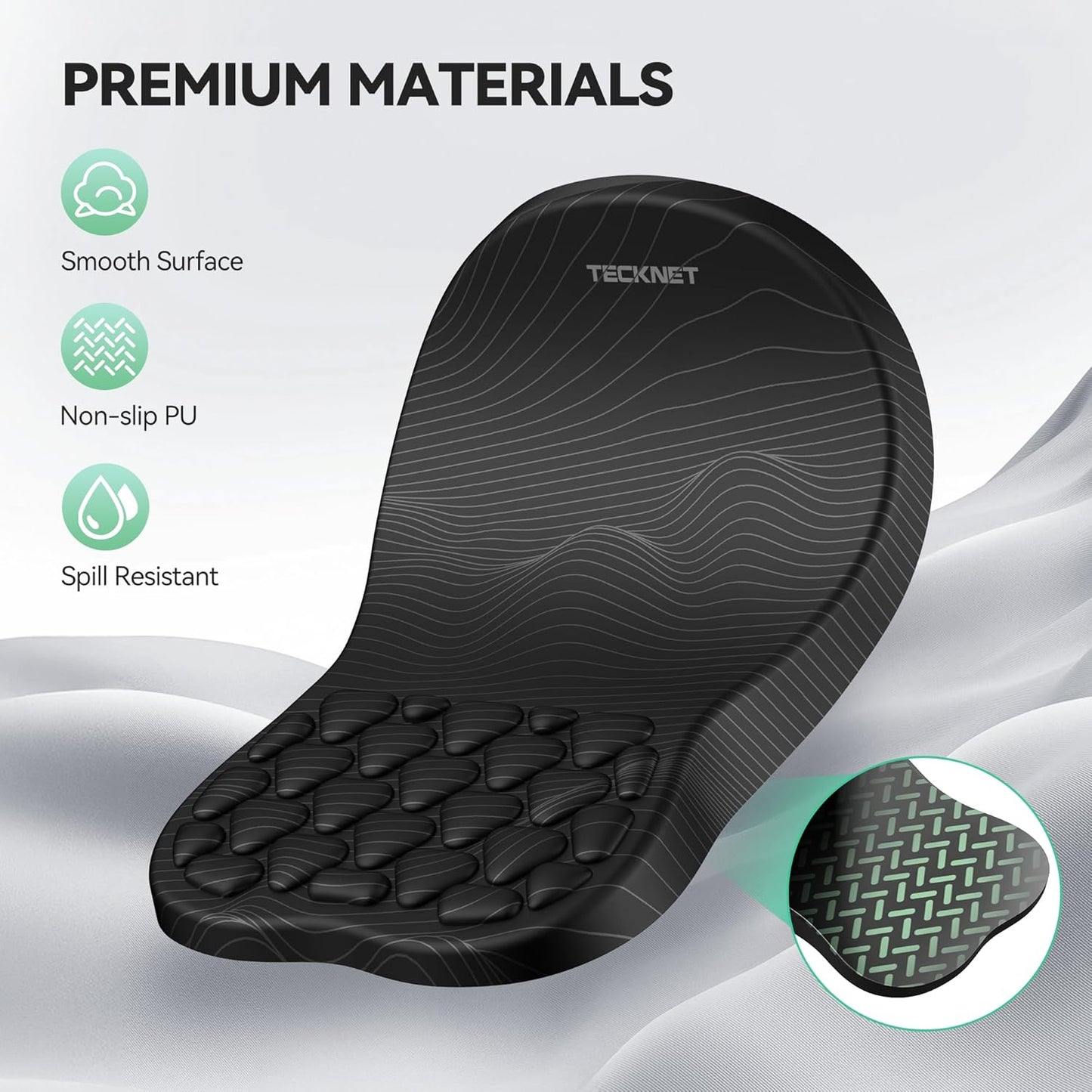 TECKNET Ergonomic Mouse Pad with Wrist Rest, Soft Mousepad with Massage Design, Memory Foam and Non-Slip PU Base for Pain Relief, Gaming Mouse Pad for Desk, Home, Office, 12x8 Inches, Black
