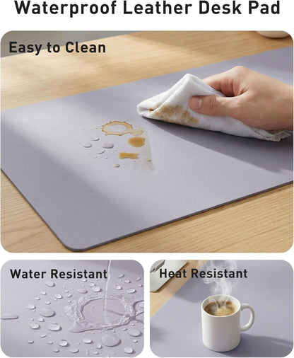 Aothia Non-Slip PU Leather Waterproof Laptop Desk Pad Protector, Blotter Mat, Writing and Mouse Pad for Office & Home, Beige, 23.6" x 13.7" - Colors B