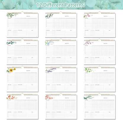 Habit Tracker Calendar - 12 Months Undated Daily Planner, 8"x10", Weekly & Monthly Period Habit Tracker Journal, Floral, Spiral Binding with Writable Goals Habits Track