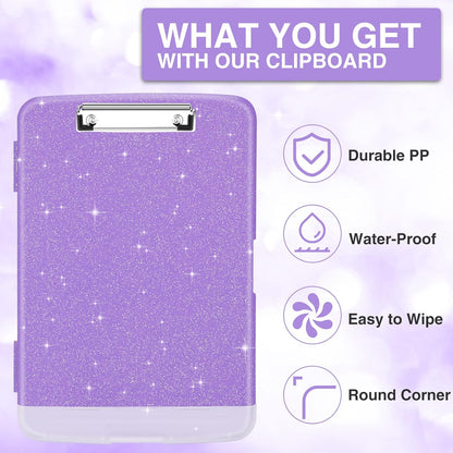 Sooez Clipboard with Storage, Clip Board 8.5 x 11 with Pen Holder, Plastic Organization Case Box for Letter Legal A4 Size Paper, Low Profile Clip, Nurses Teachers Must Haves, School & Office Supplies