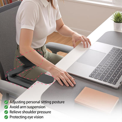 Ergonomic Arm/Elbow Rest for Desk - Foldable Rotatable Elbow Support for Computer Desk, Office & Gaming Comfort (White)