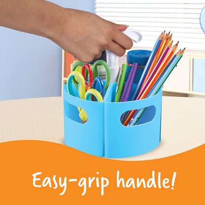 Learning Resources Create-a-Space Storage Mini Center Blue - Desk Caddy Organizer for Kids, Art Supplies Classroom Organizer, Homeschool Supply Organizers and Classroom Storage, Marker Holder