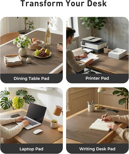Aothia Non-Slip PU Leather Waterproof Laptop Desk Pad Protector, Blotter Mat, Writing and Mouse Pad for Office & Home, Beige, 23.6" x 13.7" - Colors A