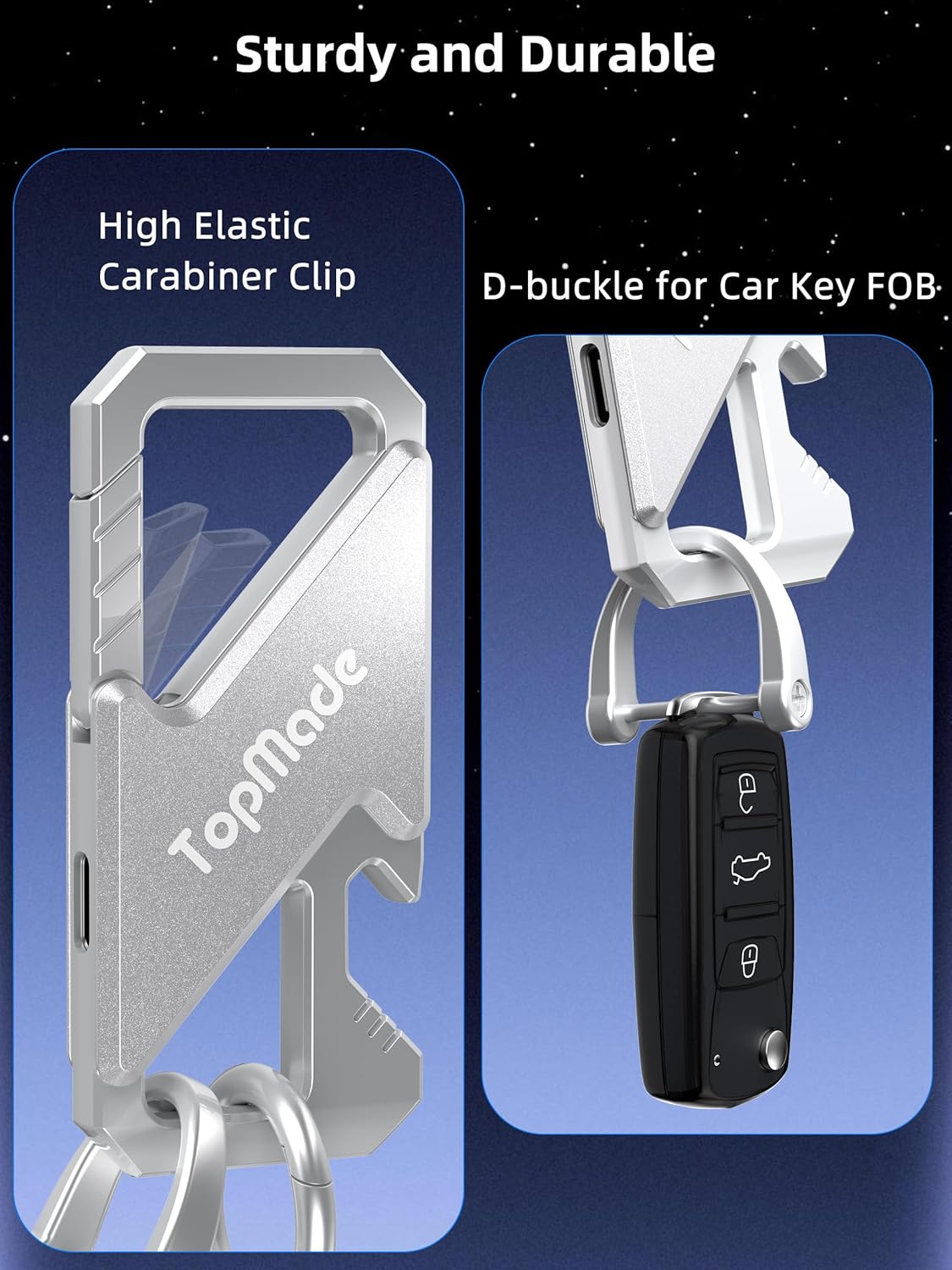 Keychain, Works with Apple Find My, Heavy Duty Key Chains Carabiner Bottle Opener, Car Key Finder with GPS Tracker, Rechargeable Bluetooth Key FinderTracker for Luggage, Bags, Backpack etc, Black