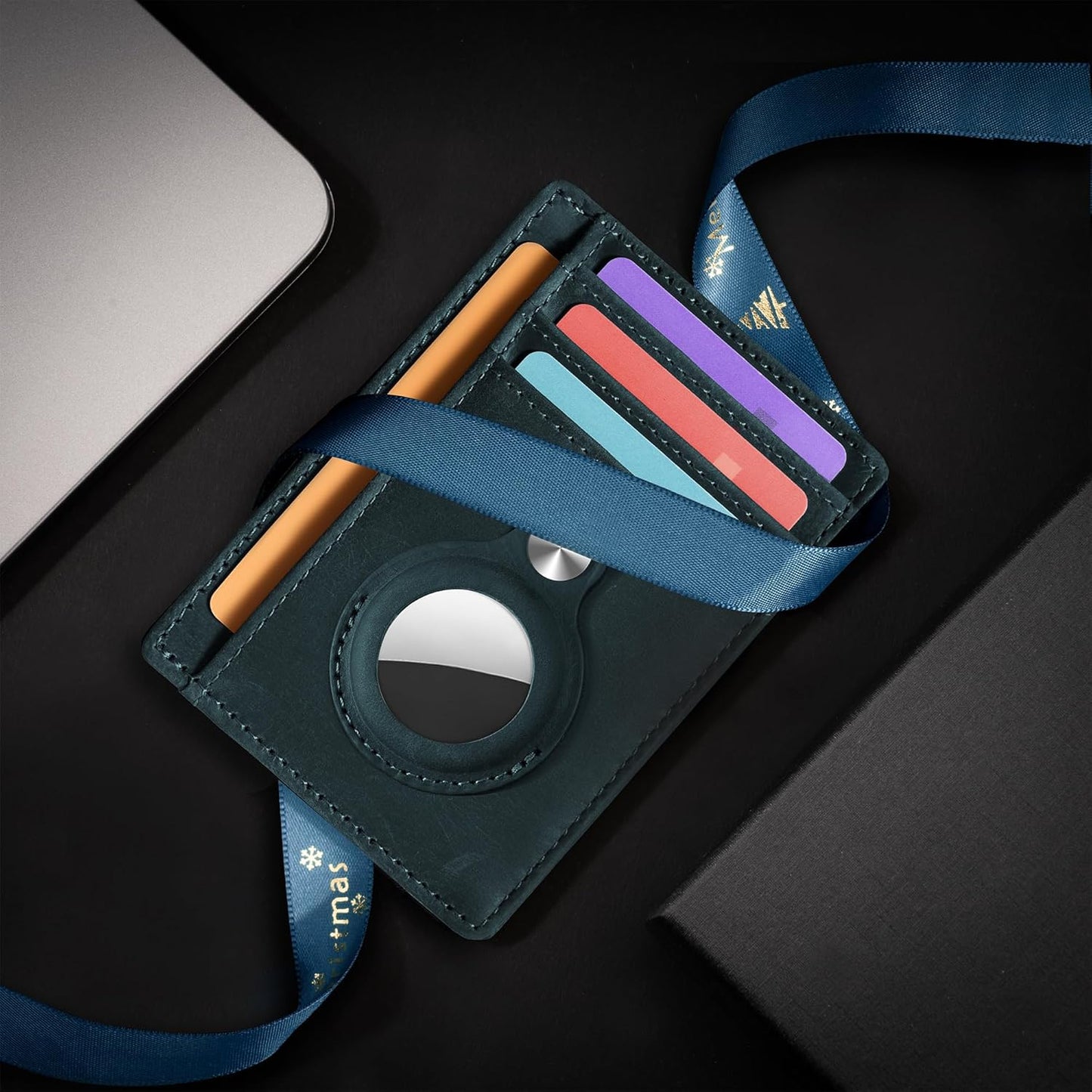 Slim Minimalist Front Pocket Air Tag Wallet, RFID Blocking Card Holder Wallet with Airtag Holder