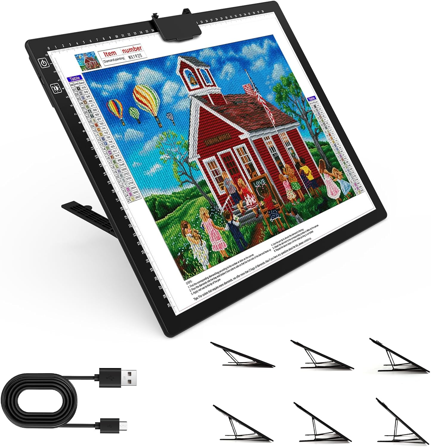 HIUKCOLED Rechargeable A4 Light Pad, Battery Powered Light Board with Carry Bag, Built-in Top Clip＆Stand, Stepless Dimmable＆6-Level Brightness Adjustable, Wireless LED Tracing Box for Weeing Vinyl