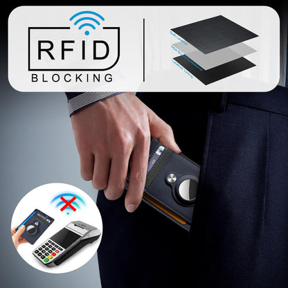 Slim Minimalist Front Pocket Air Tag Wallet, RFID Blocking Card Holder Wallet with Airtag Holder