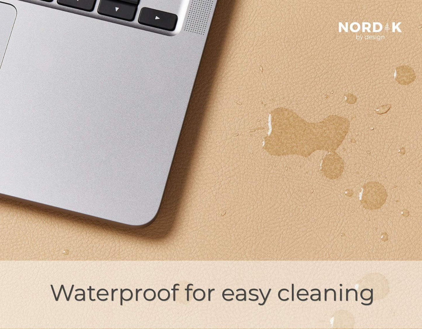 Nordik Leather Desk Mat Cable Organizer - Pebble Black 35 X 17 inch - Premium Mouse Mat - Felt Vegan Leather Desk Pad Protector - Desk Blotter Matt Keyboard - Large Desk Matt for Desktop Computer