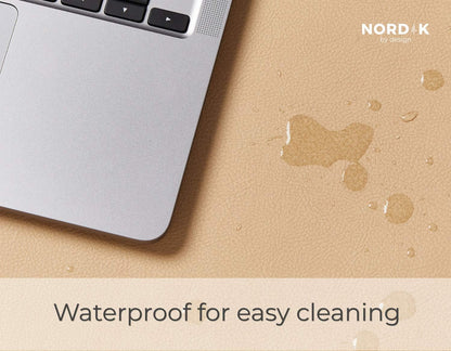 Nordik Leather Desk Mat Cable Organizer - Pebble Black 35 X 17 inch - Premium Mouse Mat - Felt Vegan Leather Desk Pad Protector - Desk Blotter Matt Keyboard - Large Desk Matt for Desktop Computer
