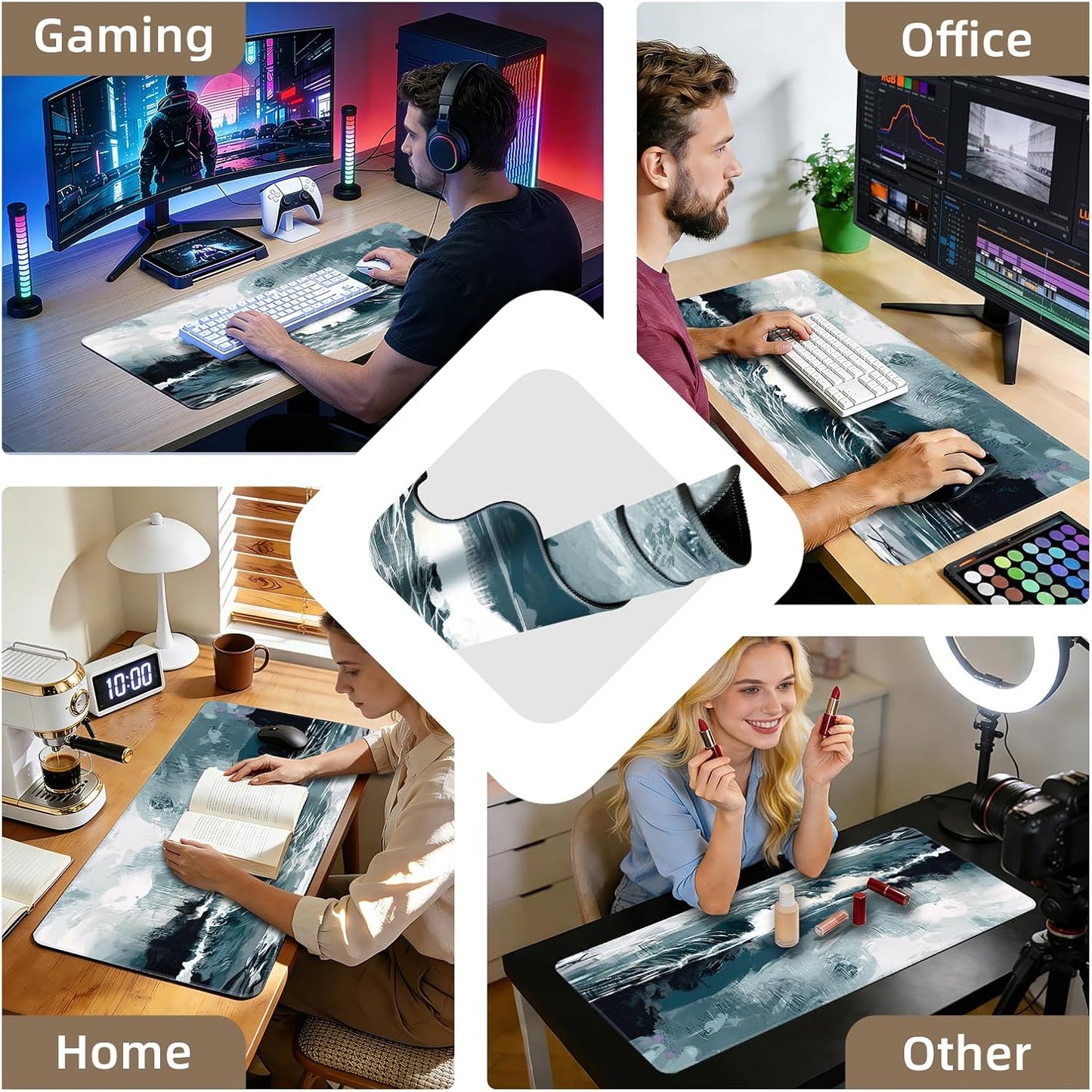 Galdas Mouse Pad For Gaming,Forest Background Pattern XXL XL Large Mouse Mat Long Extended MousePad Desk Mat Non-Slip Rubber Mice Pads Stitched Edges Thin (31.5 x 11.8 x 0.12 Inches) Tree