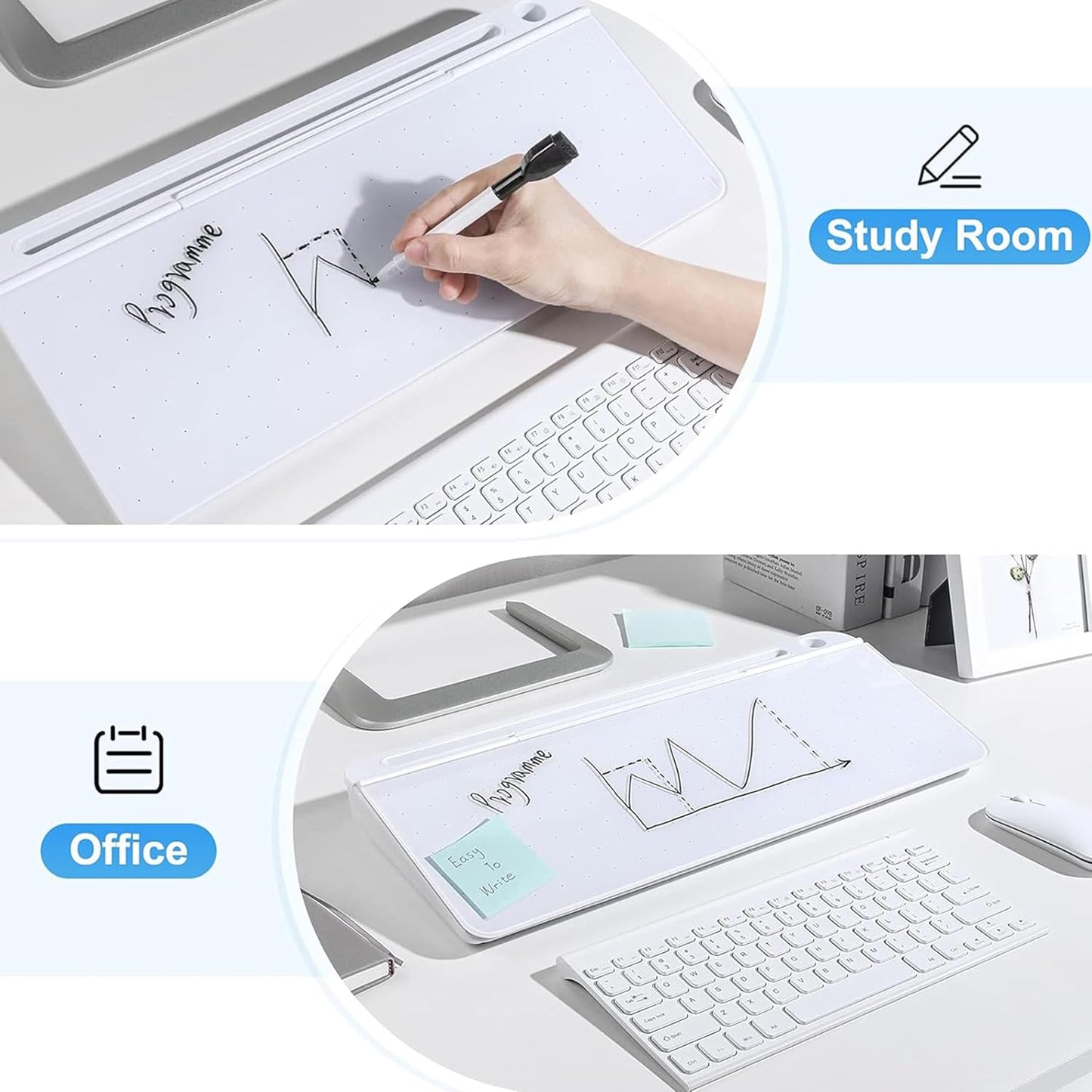 Desk Whiteboard Perfect for School, Office, and Home Use Includes 1 Marker & 1 Eraser Dry Erase Desktop Whiteboard with Drawer for Storage Ideal for Office Desk Organizer, Tasks & Notes.