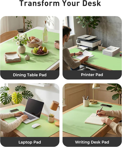 Aothia Leather Office Desk Pad Protector, Non-Slip PU Leather Desk Blotter, Waterproof Laptop Writing Mouse Pad for Office and Home, Black, 31.5" x 15.7" - Colors B