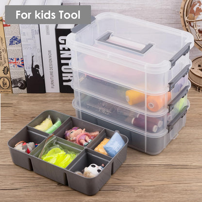CraftGenes Art Supply Storage Organizer with 2 Removable Trays, 4-Layer 10QT Durable Craft Organizers and Storage for Sewing, Tool, Office Supplies, Art, Craft Supplies