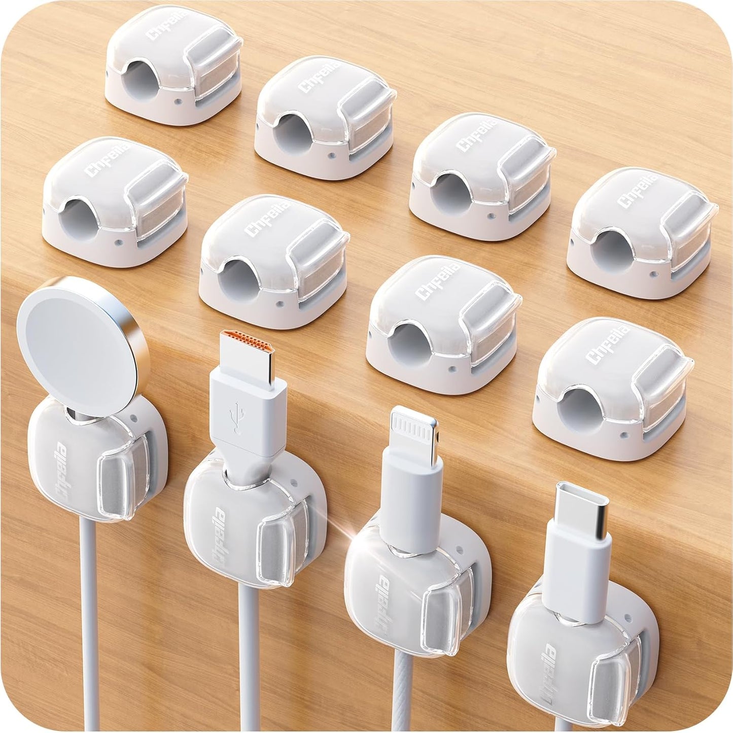 Cord Organizer, 8 Pack Cable Clips [1s Lock & Strongest Adhesive] Spring Cable Management, Cord Holder for Nightstand, Home Office Desk Accessories, Women Teen Cute Room Decor College Dorm Essentials