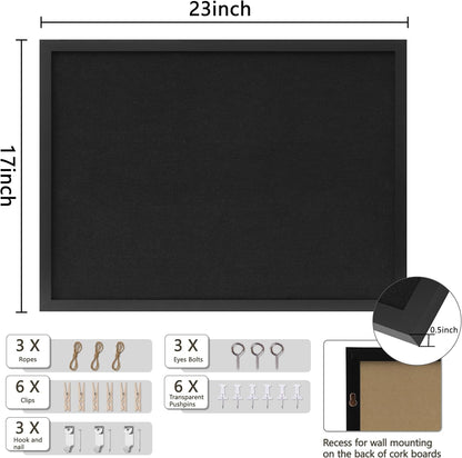 DAHAPYBOO Cork Board with Linen White,Bulletin Board 17"x12" Hanging Corkboards for Office Home School Message Board or Vision Board Decoration.