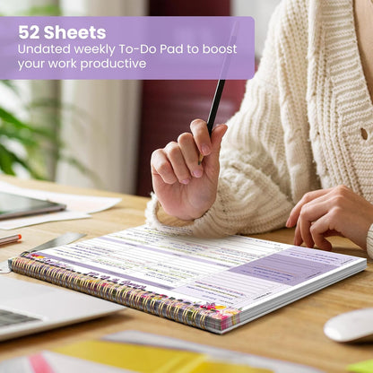 Weekly To Do List Notepad with 52 Undated Sheets（8.5"×11"）- Undated Weekly Planner Notepad for Office Desk Accessories and Supplies - Midnight Lilac