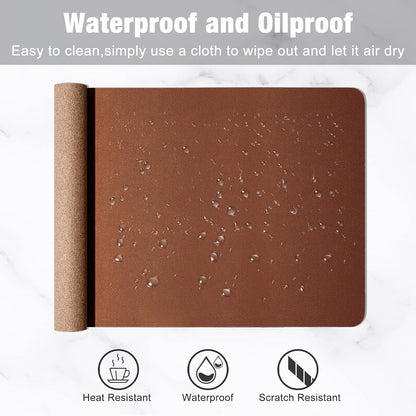 Hsurbtra Desk Pad, 23.6" x 13.8" PU Leather Desk Mat, M Extended Mouse Pad, Waterproof Desktop Blotter Protector, Non-Slip Ultra Thin Small Laptop Keyboard Writing Mat for Office Home, Pink