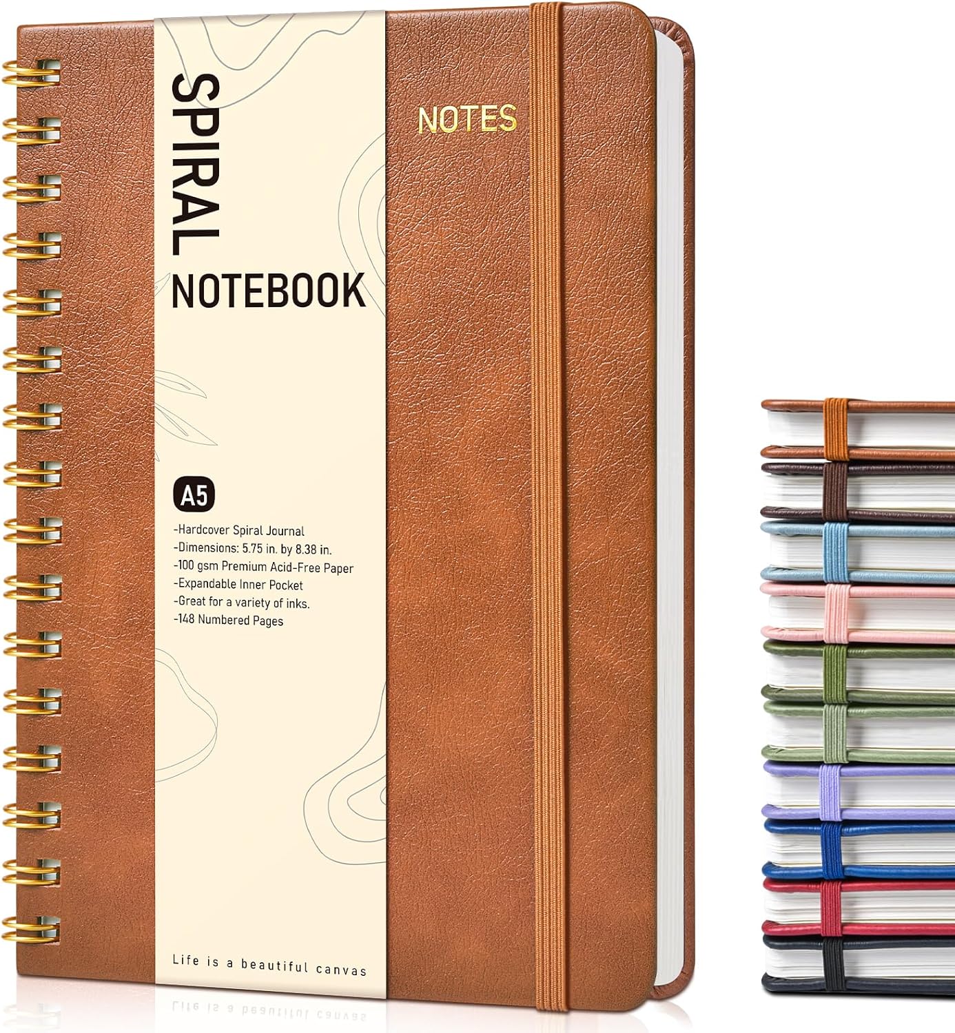 Graph Spiral Journal Notebook, A5 Hardcover Spiral Journals for Women Men, 100 GSM Graph Paper Notebooks, 150 Pages Spiral Bound Grid Notebook for Writing Note Taking Work 5.75" x 8.38" Olive Green