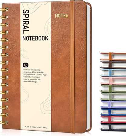 Graph Spiral Journal Notebook, A5 Hardcover Spiral Journals for Women Men, 100 GSM Graph Paper Notebooks, 150 Pages Spiral Bound Grid Notebook for Writing Note Taking Work 5.75" x 8.38" Olive Green