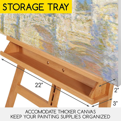 MEEDEN Large Painters Easel Adjustable Solid Beech Wood Artist Easel, Studio Easel for Adults with Brush Holder, Holds Canvas up to 48" - Walnut
