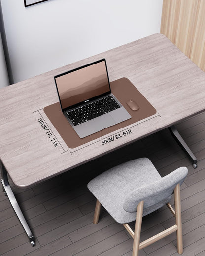 YSAGi Double-Sided Desk Pad, 31.5"x15.7"Leather Desk Mat, Eco Cork Desk Pad Protector,Large Mouse Pad,Waterproof Desk Blotter for Office/Home(Coffee)