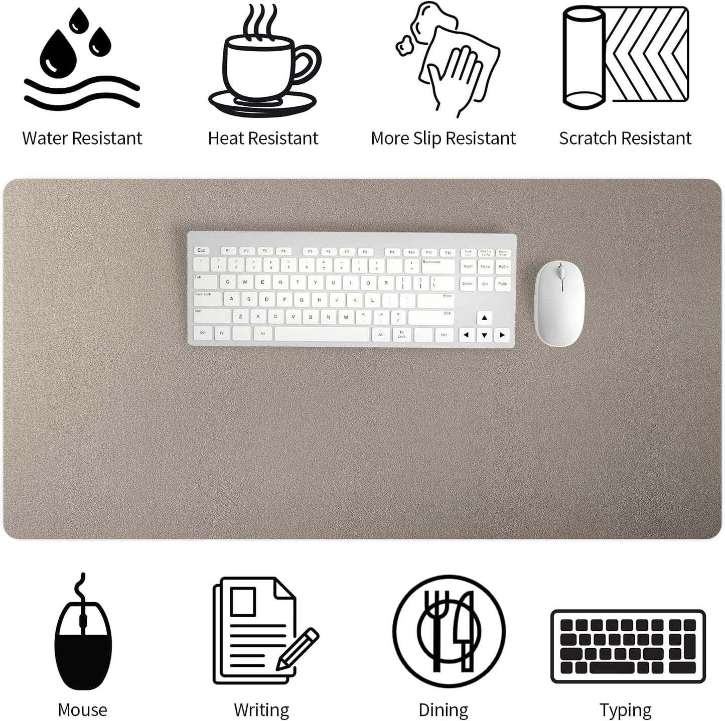 Bloss Leather Desk Pad and Keyboard Wrist Rest, Large Mouse Pad + Keyboard Pad+Mouse Wrist Support, Non-Slip Desk Mat Protector for Office, Home(31.5×15.7 Inches,Beige) - Colors B