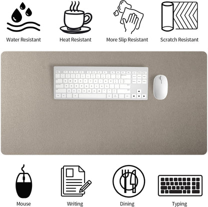 Bloss Leather Desk Pad and Keyboard Wrist Rest, Large Mouse Pad + Keyboard Pad+Mouse Wrist Support, Non-Slip Desk Mat Protector for Office, Home(31.5×15.7 Inches,Beige) - Colors B