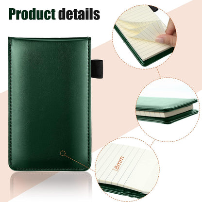 Outus 10 Pcs Mini Pocket Notepad Holder Set Included Small Leather Pocket Notebook Holder with 50 Lined Sheets, Metal Pen, 8 Pcs 3 x 5 Inch Memo Book Refills, 30 Lined Paper Per Note Pad (Black)