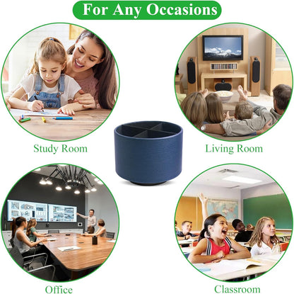 Round Leather Art Supply Organizer,Remote Control Holder,360 Degree Rotating,Multi-Functional Pencil Holder,4 Compartments Desktop Stationary Organizer(1-Fractal Flower) | Round - Colors B