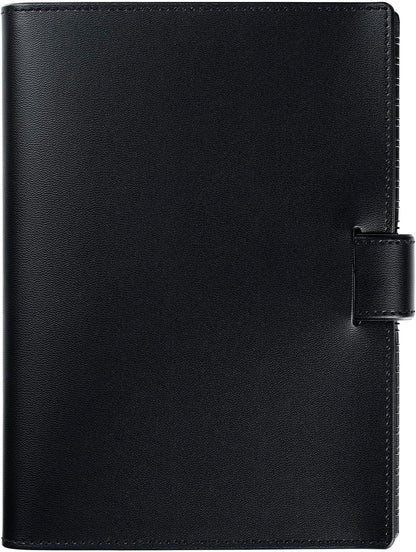 Maruman Mnemosyne Lined Notebook- Vertical A5, 5.83" x 8.27", 70 Sheets / 140 Pages, 7mm College Ruled With Center Line Journal, Perforated Pages & Wire-Bound to Lay Flat, Black, Made in Japan - Colors A