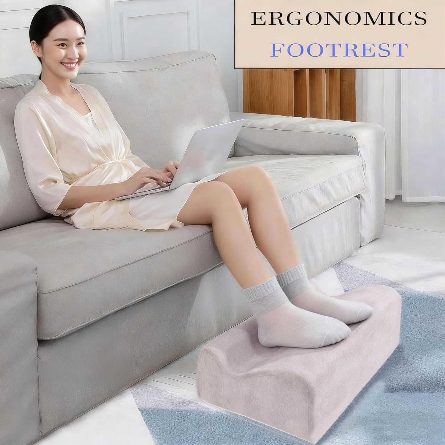 Foot Rest for Under Desk at Work,At Work Soft Ergonomic Footrest,Support Foot Pillow,Heel Chair,Leg Elevation Pillow,(Blue)