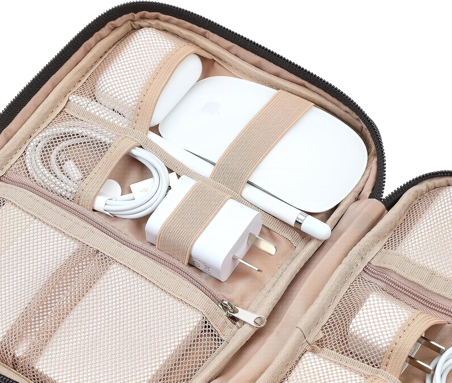 NISHEL Travel Cord Organizer Case, Tech Electronic Bag, Essentials for Charger, Cable, Phone, Hard Drive, USB, SD Card, Pink