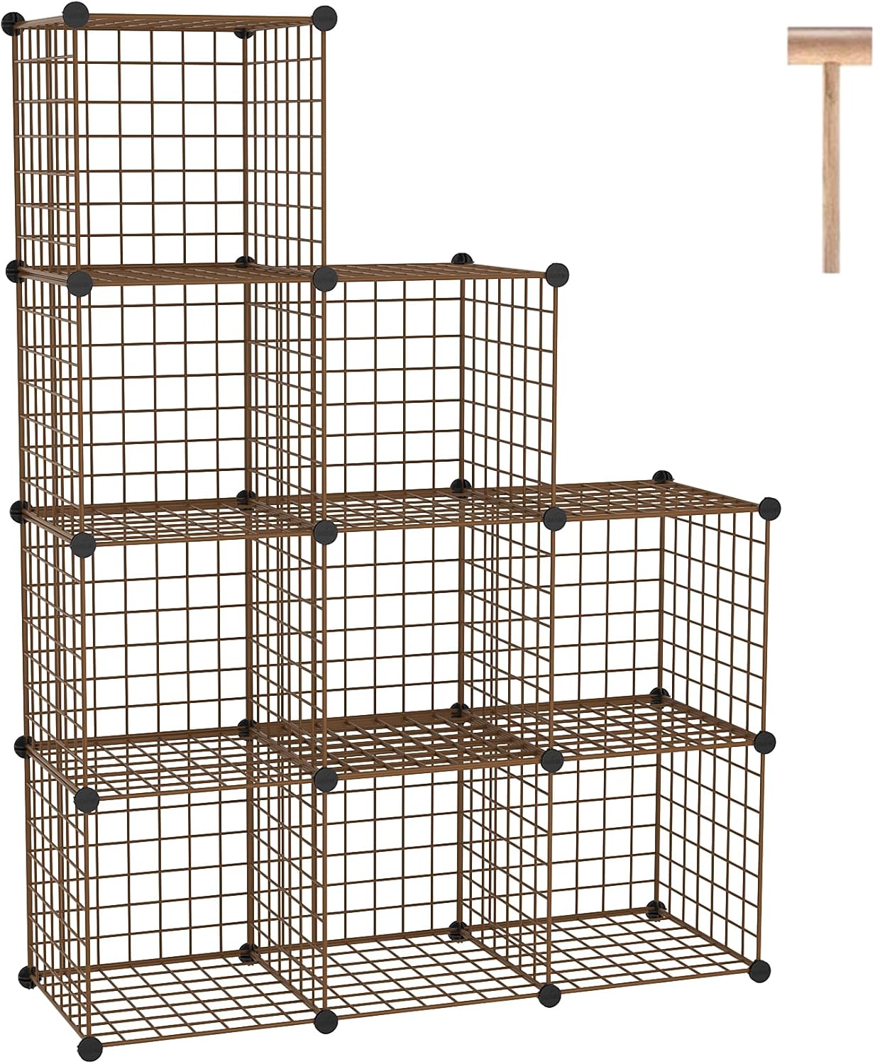 C&AHOME Wire Cube Storage, 6 - Cube Organizer Metal C Grids, Modular Shelves Units, Storage Bins Shelving, Closet Organizer, Ideal for Home, Office, Living Room, 36.6”L x 12.4”W x 36.6”H Black