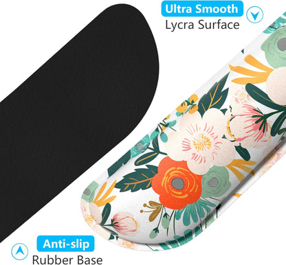 Dapesuom Enlarge Keyboard Wrist Rest, Memory Foam Wrist Cushion for Desk Mat Support, Cute Pain Relief Keyboard Mouse Pad Rests Set with Non-Slip Base for Gaming Laptop Office Computer, Elegant Flower