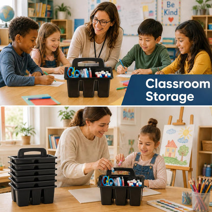 gisgfim 8 Pack Classroom Caddy Storage Basket with Handle 4 Compartment Storage Caddy Plastic Arts Crafts Caddies Protable Classroom Craft Caddies for Kids Schools Art Craft Supplies(Pastel)