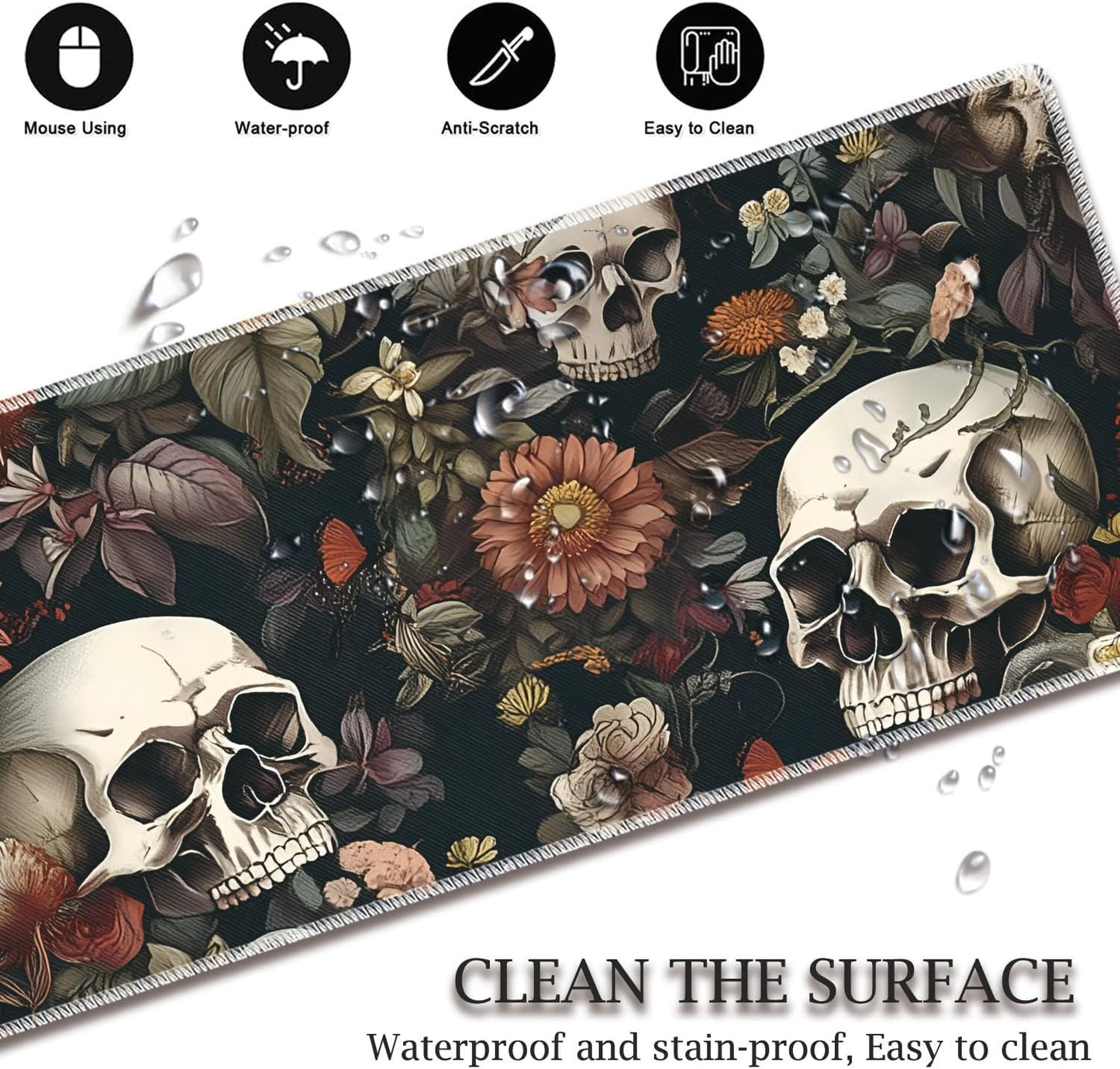 Mouse Wrist Rest and Keyboard Wrist Rest Pad Set, Non-Slip Rubber Base Smooth Surface Ergonomic Gaming Mouse Pad for Easy Typing and Pain Relief, Antique Blue Wood Grain Dog Paw + Coaster