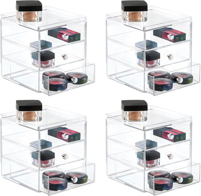 iDesign 3-Drawer Stackable Makeup Organizer - Small Clear Plastic Storage Drawers for Bathroom, Vanity, or Desk