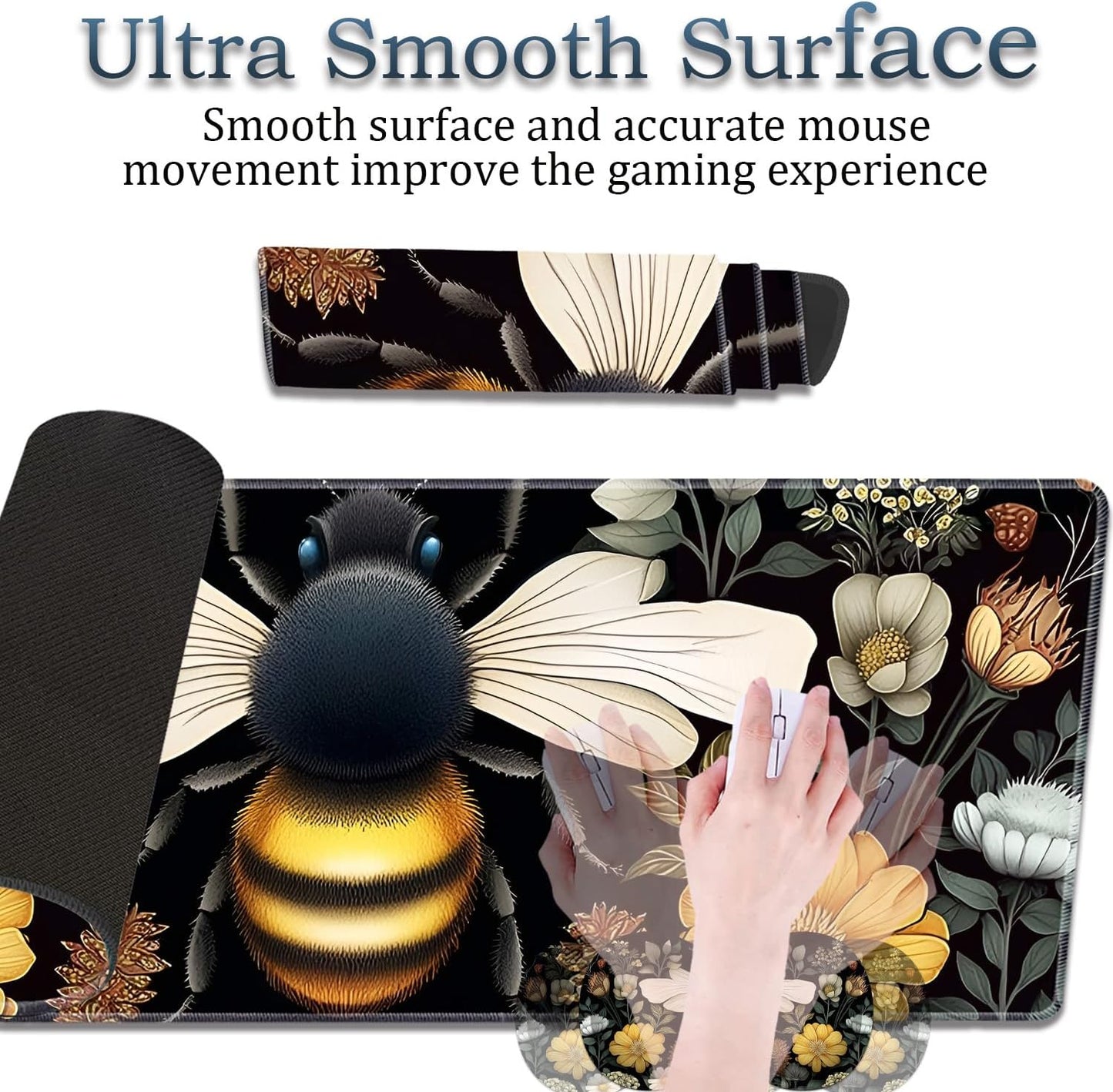 Mouse Wrist Rest and Keyboard Wrist Rest Pad Set, Non-Slip Rubber Base Smooth Surface Ergonomic Gaming Mouse Pad for Easy Typing and Pain Relief, Antique Blue Wood Grain Dog Paw + Coaster
