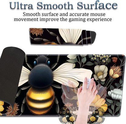 Mouse Wrist Rest and Keyboard Wrist Rest Pad Set, Non-Slip Rubber Base Smooth Surface Ergonomic Gaming Mouse Pad for Easy Typing and Pain Relief, Antique Blue Wood Grain Dog Paw + Coaster