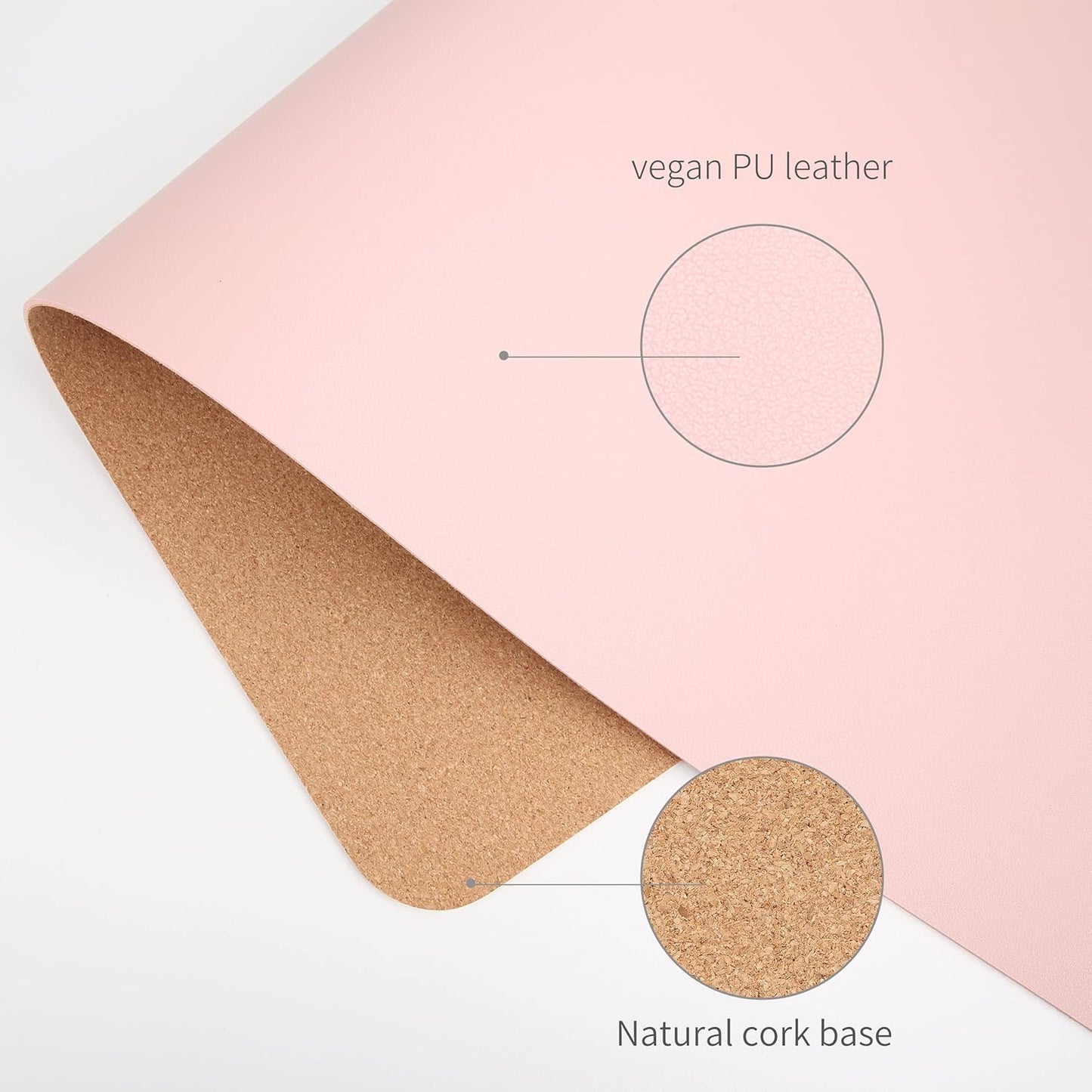 RENMTURE Dual-Sided Mouse Pad, Natural Cork & PU Leather Large Desk Pad for Office and Home Work, Desk Protector Non-Slip, Waterproof, Easy Clean (Olive Green, 32"x16")